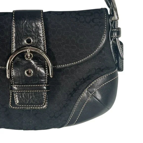 Coach 6818 SMALL Vintage Soho Black Leather and Signature C Canvas Shoulder Bag - Picture 5 of 16